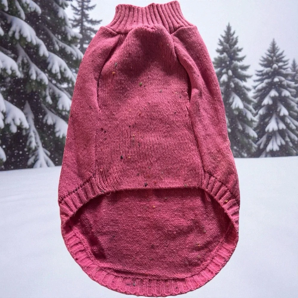 Cozy Pink Dog Sweater with Paw Print - Picture 2 of 3